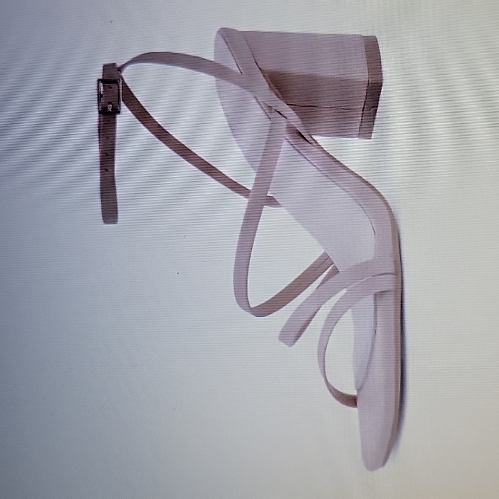 Shoe 'N Sale nude adjystable ankle strap block heel sandals square toe sz 7 NEW…